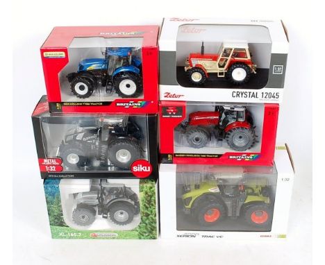 Siku, Britains, Weise, Ros and Universal Hobbies 1/32nd scale boxed tractor group, 6 boxed examples, to include Siku No.3273 