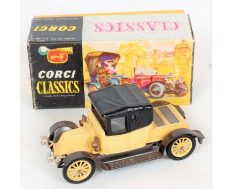 Corgi Toys 9032 1910 Renault Primrose, yellow body, appears as issued in original all card box (VG-BVG)