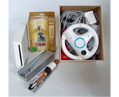 Collection of Wii Video Games and Console, to include Super Mario Galaxy, Tin Tin, Zelda, Lego Star Wars, Lego Lord of the Ri