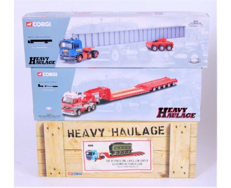 Corgi Heavy Haulage 1/50th scale boxed group, 3 examples, to include CC13213 DAF XF Space Cab with 3 Axle Low Loader and Loco