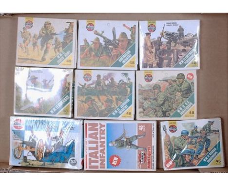 An Airfix H0/00 scale, boxed action figure group, nine boxed as issued examples to include WWII 8th Army, Australian Infantry