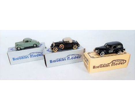 Brooklin Models 1/43rd scale White Metal Group, 3 boxed examples, to include BRK9 1940 Ford Sedan Delivery "Ford Services", B