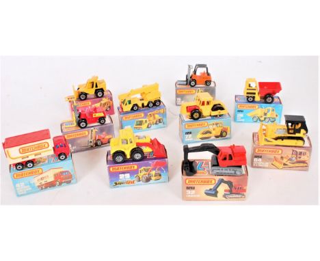 Matchbox Superfast 1-75 series boxed group, Construction and Commercial Vehicle Related, 10 boxed as issued examples, to incl