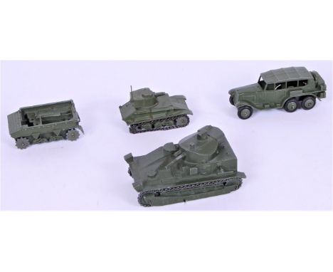 Dinky Toys Loose Military Diecast Group, 4 examples to include No.151A medium tank and chain tracks (VG), No.152A light tank 