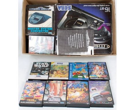 Sega Mega Drive Console and Games Group, to include Boxed Sega Mega Drive Console, System Converter, Primal Rage, Street Race