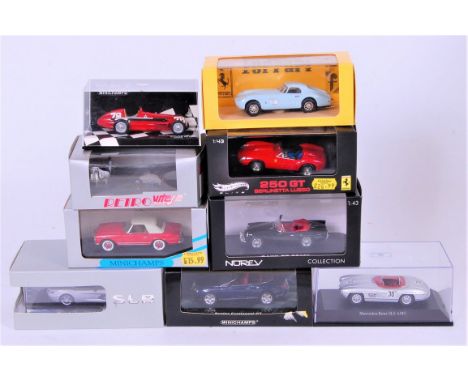 Minichamps, Norev, Idea 3, Vitesse, and other 1/43rd scale diecast group, 9 boxed examples, to include Minichamps Alfa Romeo 