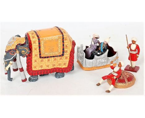 Blenheim soldiers, Delhi Durbar Elephant Party, 1:32 scale white metal, appears complete, elephant's head detached from body,