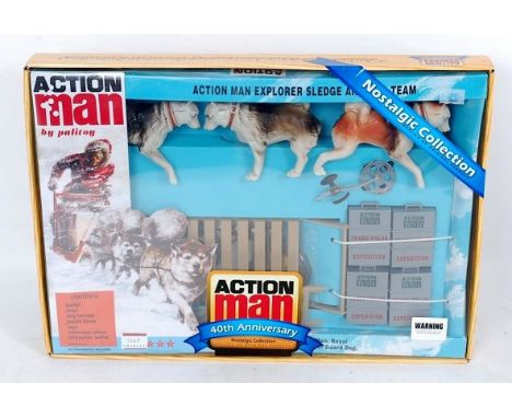 Action Man by Palitoy/Hasbro, 2006 re-issue, Action Man explorer sledge and dog team, in the original window box (M-BM)