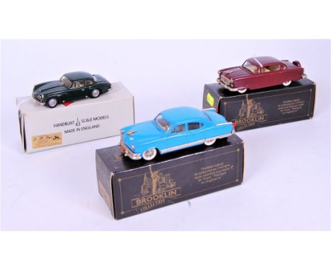 Brooklin Models and Pathfinder Models 1/43rd scale White Metal Group, 3 boxed examples, to include BRK34 1954 Nash Ambassador