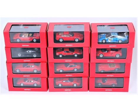 Ixo Models 1/43rd scale Ferrari Racing and Sports Car diecast group, 15 examples all housed in plastic hard cases with red ca