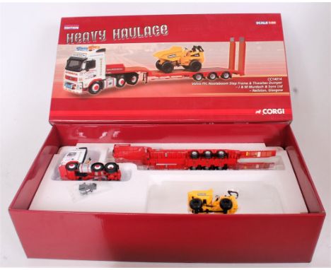 Corgi Heavy Haulage 1/50th scale diecast group, 2 boxed examples to include CC14014 Volvo FH with Nooteboom Step Frame and Th