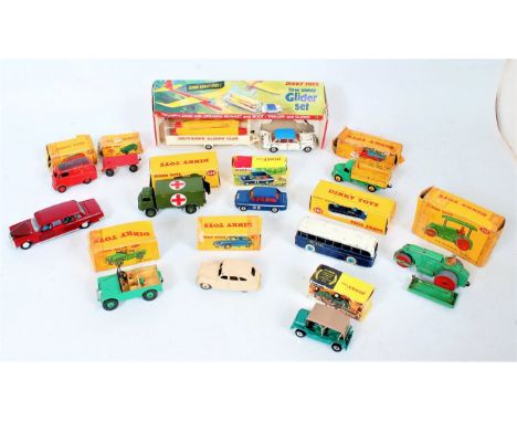 Collection of play worn and boxed Dinky Toy diecast, 1 model is loose without box, all boxes A/F-F, examples to include No.11