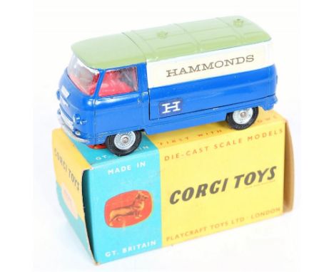 Corgi Toys, 462 Promotional Commer van for HAMMONDS, blue lower, green roof, white mid sections with paper labels, 'Hammonds'