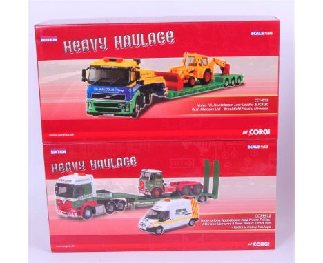 Corgi Heavy Haulage 1/50th scale diecast group, 2 boxed examples to include CC13912 Foden Alpha Nooteboom Step Frame Trailer,