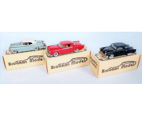 Brooklin Models 1/43rd scale White Metal Group, 3 boxed examples, to include BRK 20 1953 Buick Skylark, BRK17 1952 Studebaker