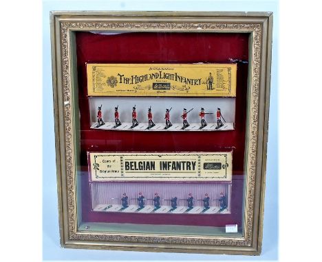 2 Framed and Glazed Pictures Depicting 4 Original boxed sets of Britains Soldiers, to include No. 2087 5th Dragoon Guards, Th