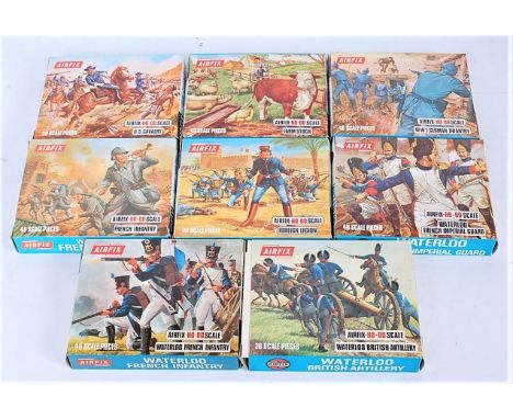 An Airfix H0/00 scale plastic figure group, eight boxed as issued examples, to include US Cavalry, farm stock, Foreign Legion