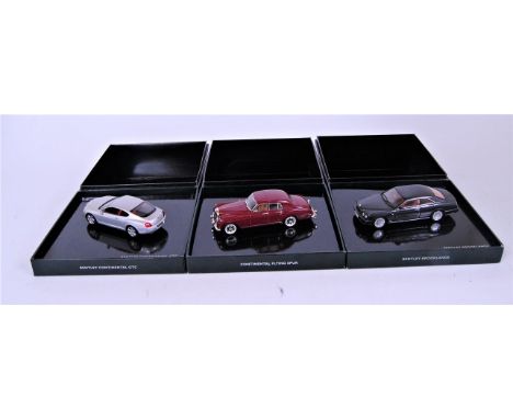 Minichamps 1/43rd scale boxed Bentley Diecast Group, 3 boxed examples, to include Bentley Brooklands, Bentley Continental GTC