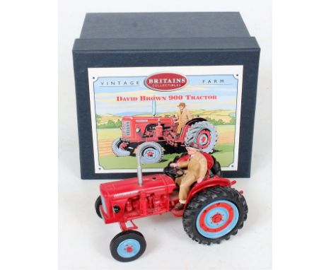 Britains Collectibles 'Vintage Farm Series', David brown 900 tractor, combined red and blue body/wheels, ref. No.08716, with 
