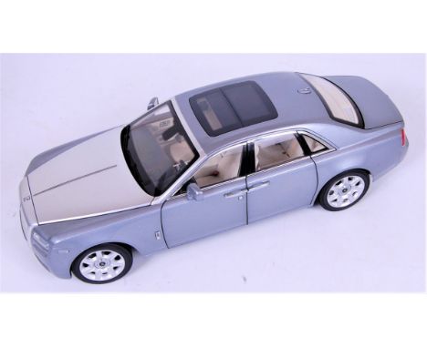 Kyosho 1/18th scale diecast model of a Rolls Royce Ghost, finished in silver, in the original polystyrene packed Rolls Royce 