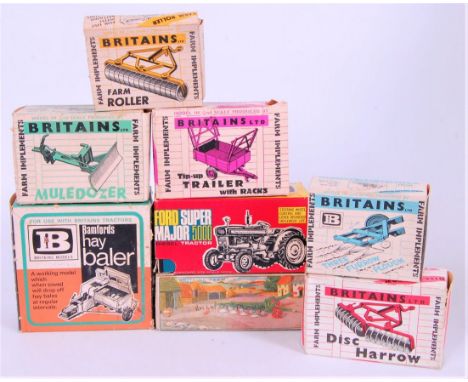 Britains Farm Boxed and Empty Box Diecast Group, to include empty box for No.9527 Ford Super Major 5000 Tractor, Britains No.