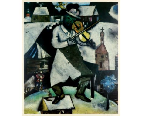 After Marc Chagall The Green Fiddler Bears pencil signature Marc Chagall, date 1962, numbered 99/100 and inscribed 1er imprim