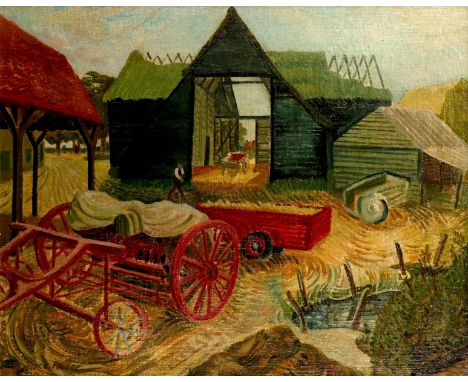 ‡Joyce Pallot (1912-2004) Farm at Brightlingsea Signed JOYCE PALLOT (lower left), and signed and inscribed Brightlingsea/Joyc
