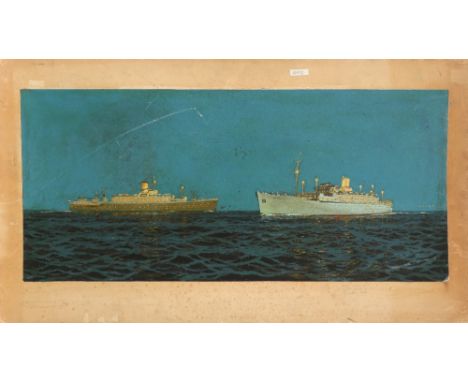 ‡Charles Pears RI, ROI, RSMA (1873-1958) The SS Orcades and the SS Himalaya Signed and inscribed ROUGH SKETCH/By CHAS PEARS R