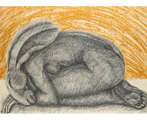 ‡Sophie Ryder (b.1963) Kneeling lady-hare Signed, dated and numbered 4/30 Ryder 2002 (in pencil) Lithograph 66 x 90.2cm (shee
