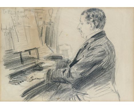 ‡Attributed to Sir Alfred James Munnings K.C.V.O., P.R.A., R.I. (1878-1959) Portrait of Herman Finck, playing the piano Signe
