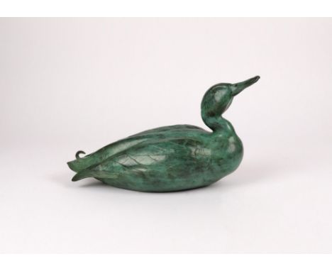 ‡Geoffrey Dashwood (b.1947) Mallard Drake I Signed and numbered Dashwood 7/12 Bronze with green patina, 1986 21.5 x 37.5cm Li