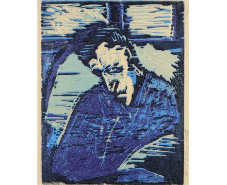 ‡Tracey Emin CBE, RA (b.1963) Portrait of a man in an interior Signed and dated MISS T.K.Emin 1984 (in pencil to margin) Lino