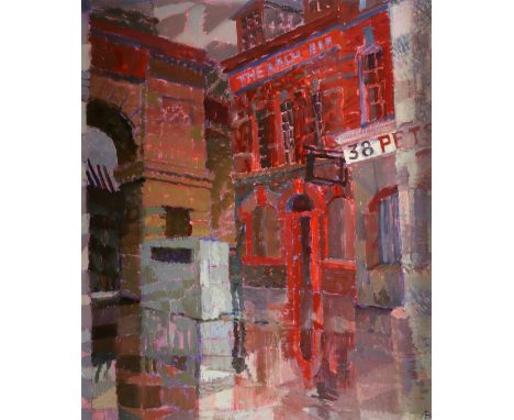 ‡Alicia Boyle (Irish 1908-1997) Bishop Gate, Derry Signed with initials AB (lower right), signed BOYLE (to verso), and inscri