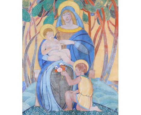 ‡Dorothy K. Thick (20th Century) The Madonna and Child with St John the Baptist Signed with monogram and dated 1926 (lower ri