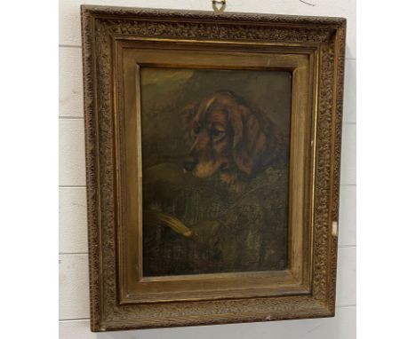 A portrait of a dog, oil on board 