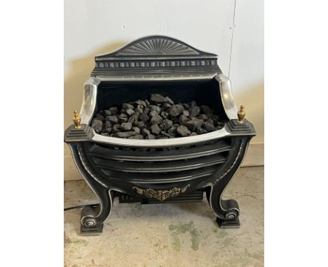 An electric fire/heater with cast iron style grate (H62cm W58cm)