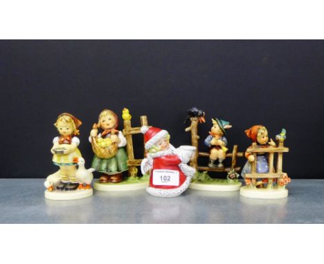 A collection of five Goebel Hummel figures to include an Angel, tallest 13cm, (5) 