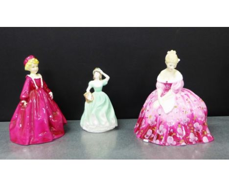 A collection of porcelain figures to include a Royal Worcester 'Grandmothers Dress' figure No.3081, modelled by F.G. Doughty,