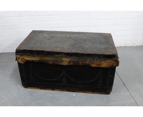 A trunk with brass stud work decoration, 40 x 77cm