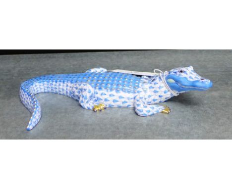 A Herend porcelain 'Crocodile', 20cm long