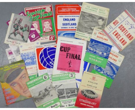 A collection of vintage Football Programmes to include England V Scotland at the Empire Stadium Wembley in 1961, Clyde V Hibe