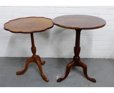 Two mahogany wine tables, each on a tripod base  72 x 55cm, (2) 