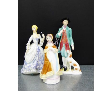 Porcelain figures to include a Royal Worcester 'Evening Engagement', 'Invitation' and a Francesca Art China porcelain figure 