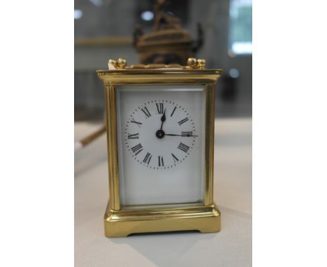 A French 20th century brass carriage clock