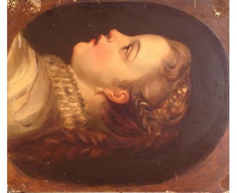 Follower of Sir Peter Paul Rubens (1577-1640):
A profile portrait of a young girl within a feigned oval, H 36 x W 30 cm, unfr