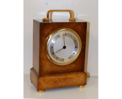 A modern walnut cased Luxor mantel clock retailed by Garrard & Co.