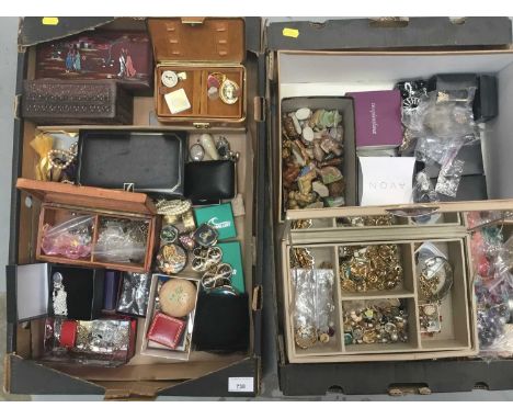 Two boxes of vintage costume jewellery and bijouterie