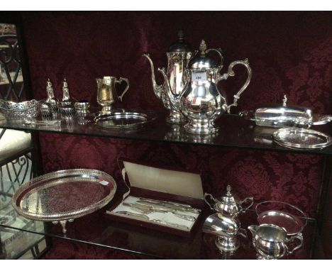 Quantity of silver plate, including coffee pot, teapot, butter dish etc