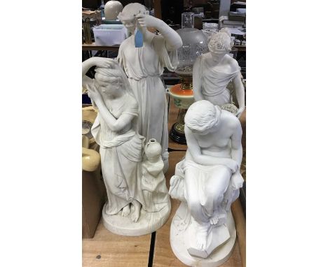 Four large 19th century Parian porcelain figures to include Santa Filomena, Solitude, and two other classical figuresConditio