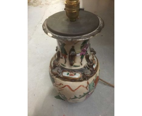 Early 20th century Chinese Canton vase converted to a lamp